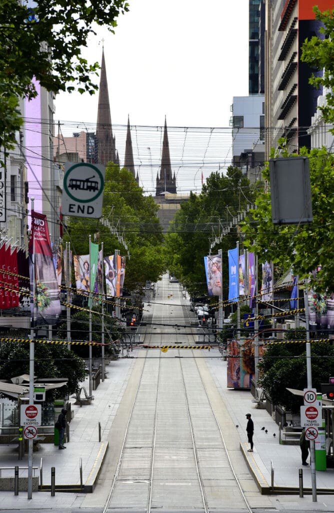 Melbourne city during Stage 3 Coronavirus lockdown